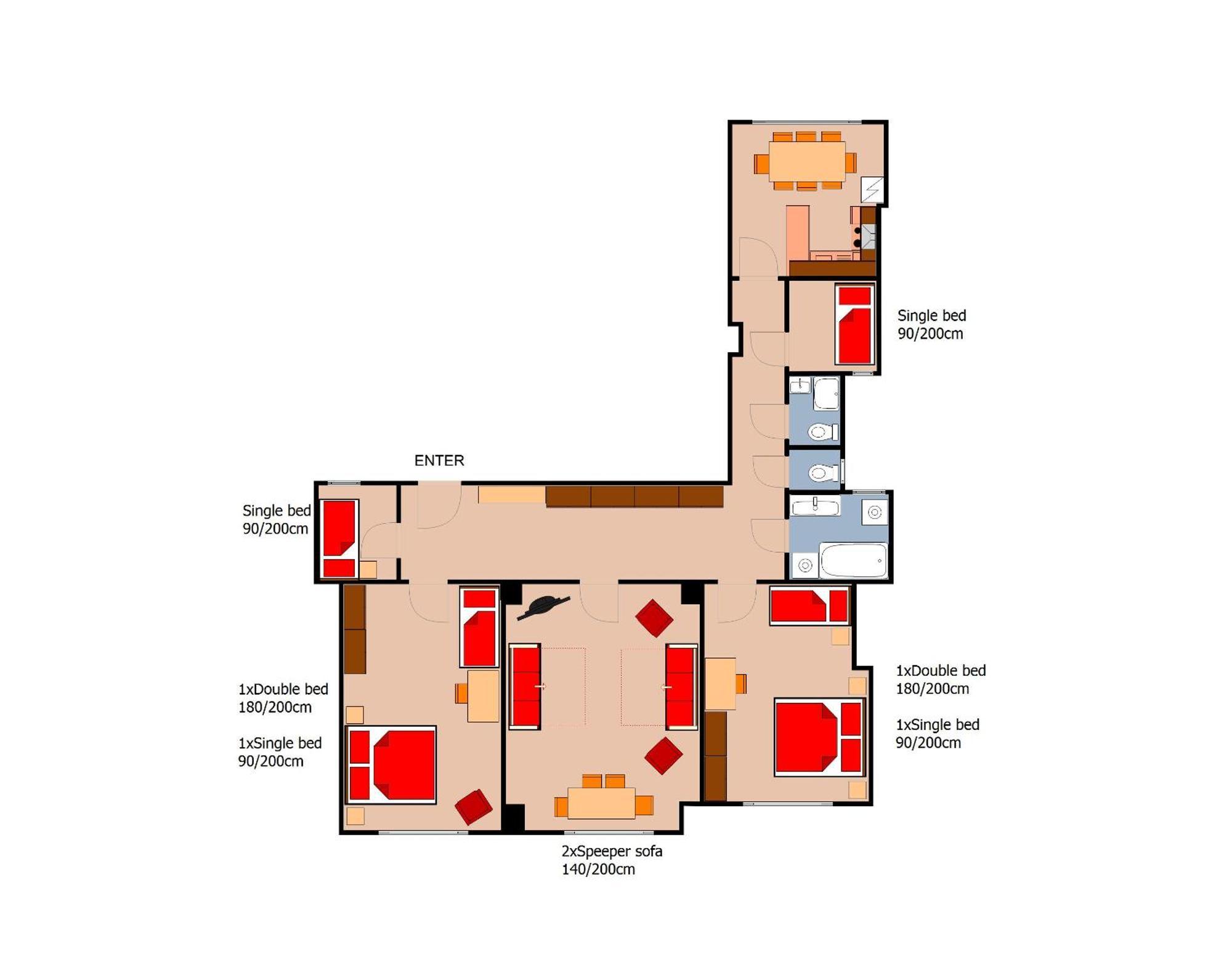 Lägenhet With 2 Bathrooms