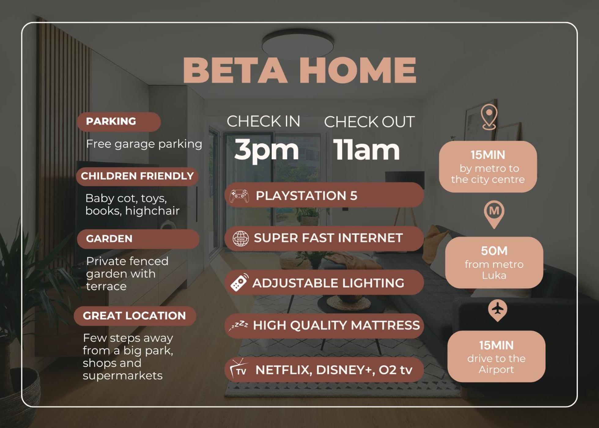 Beta - Garage, Air Condition, Garden, At Metro Apartment *