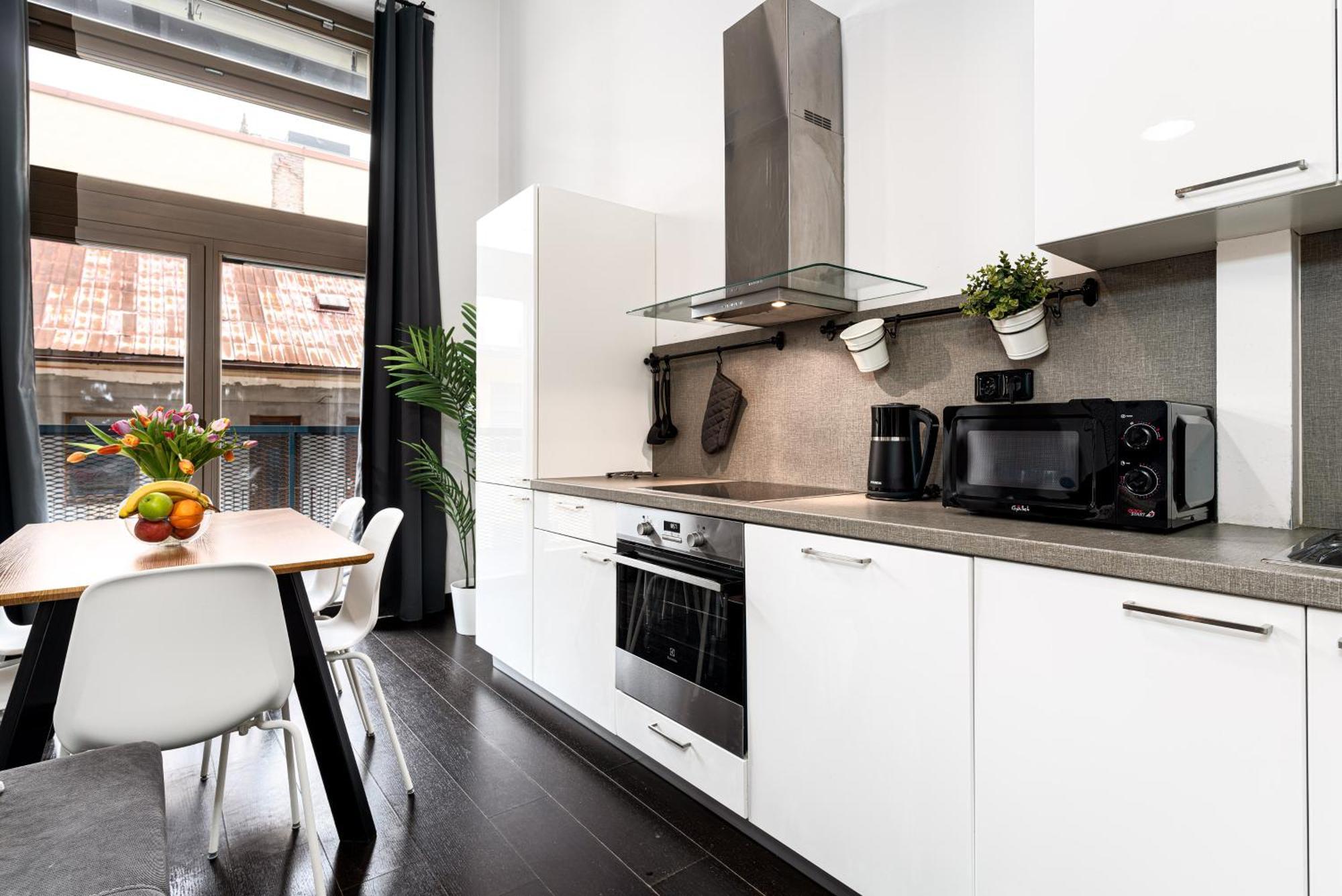With Large Balcony, Parking Apartment Prag