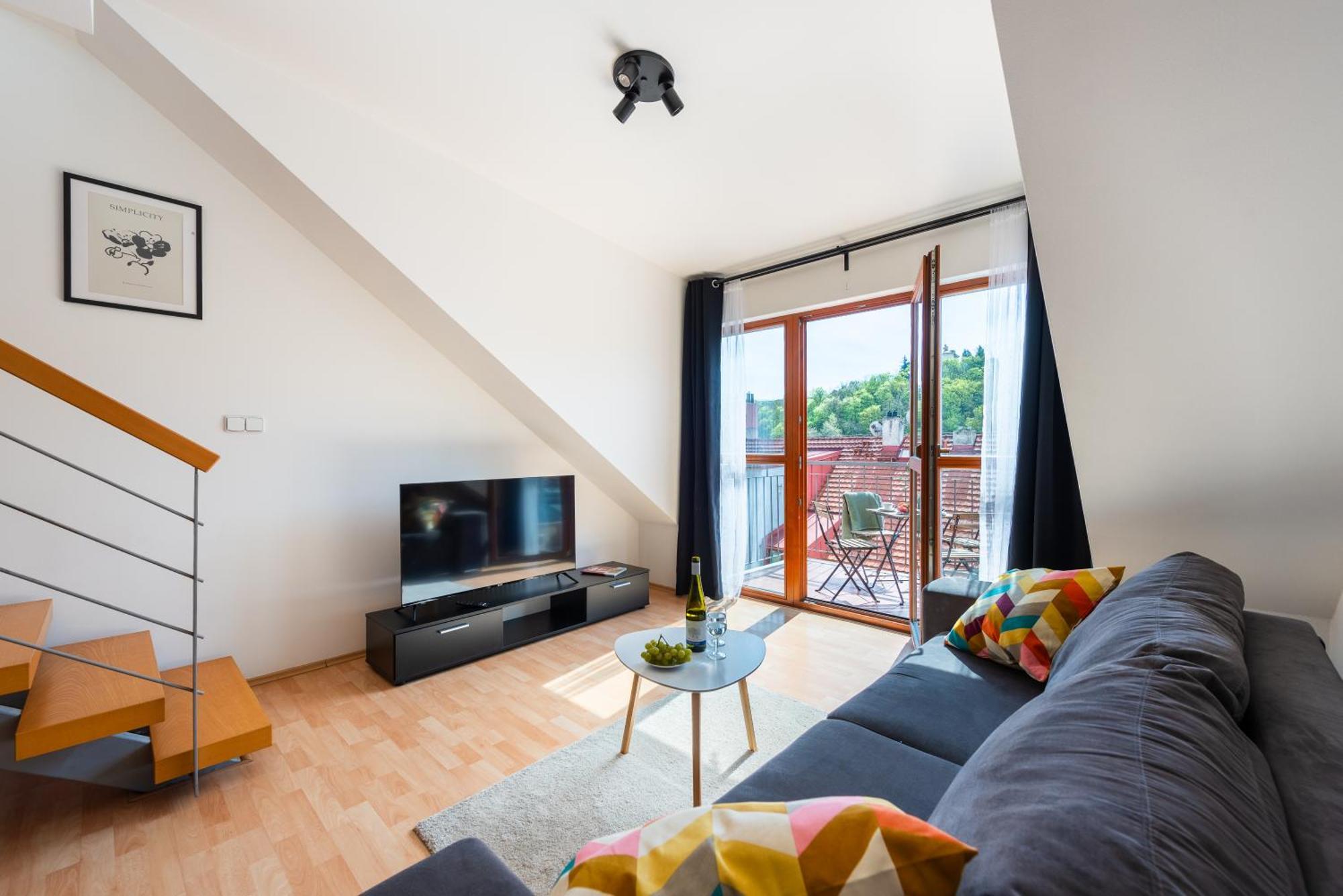 2-level With Large Balcony Apartment Prag